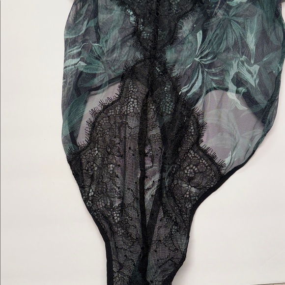 Victoria's Secret Black Lace teddy Bodysuit shine rhinestone straps - Picture 3 of 8